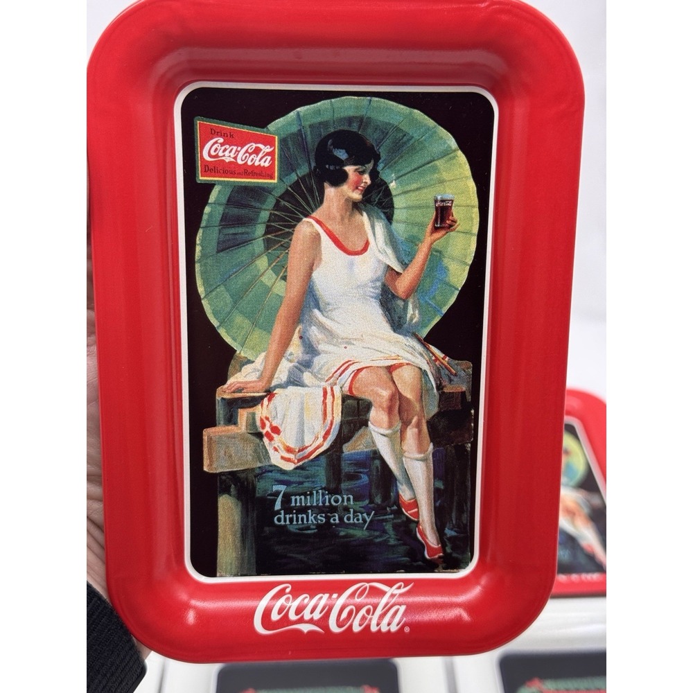 COCA-COLA MINI Metal Trays Soda Pop Fountain Drink Advertising Lot of 6 - Picture 3 of 9
